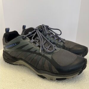 Merrell women’s 9.5 hiking sneakers shoe lace up blue black EUC